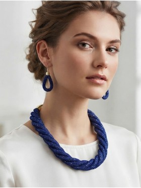 SPARKLE TUBE TWIST NECKLACE AND EARRING SET